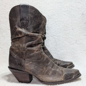 Durango Women's Size 7.5, 10" Crush Brown Leather Slouch Western Cowboy Boots